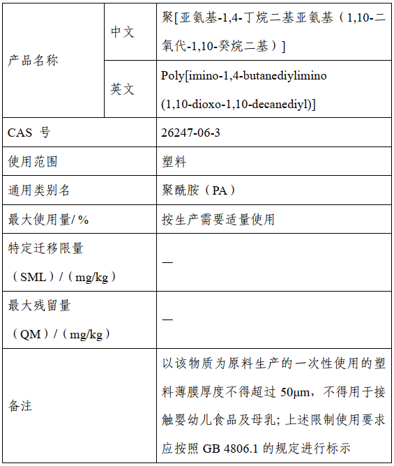 新品种,树脂,食品,FCM,征求意见