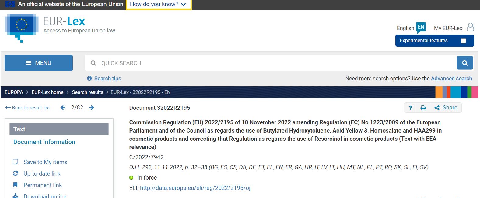 EU,Cosmetic,Ingredient,Regulation,SCCS,Amend