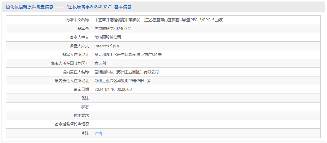 瑞旭集团,企业,化妆品,新原料,备案号